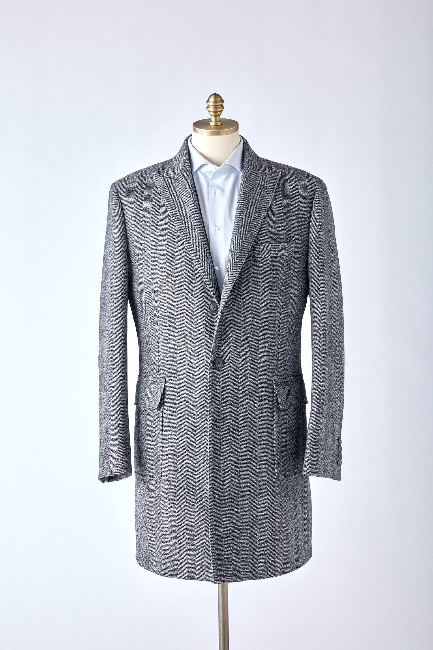 Peak Lapel Herringbone Topcoat - Shepherd's Clothing Inc