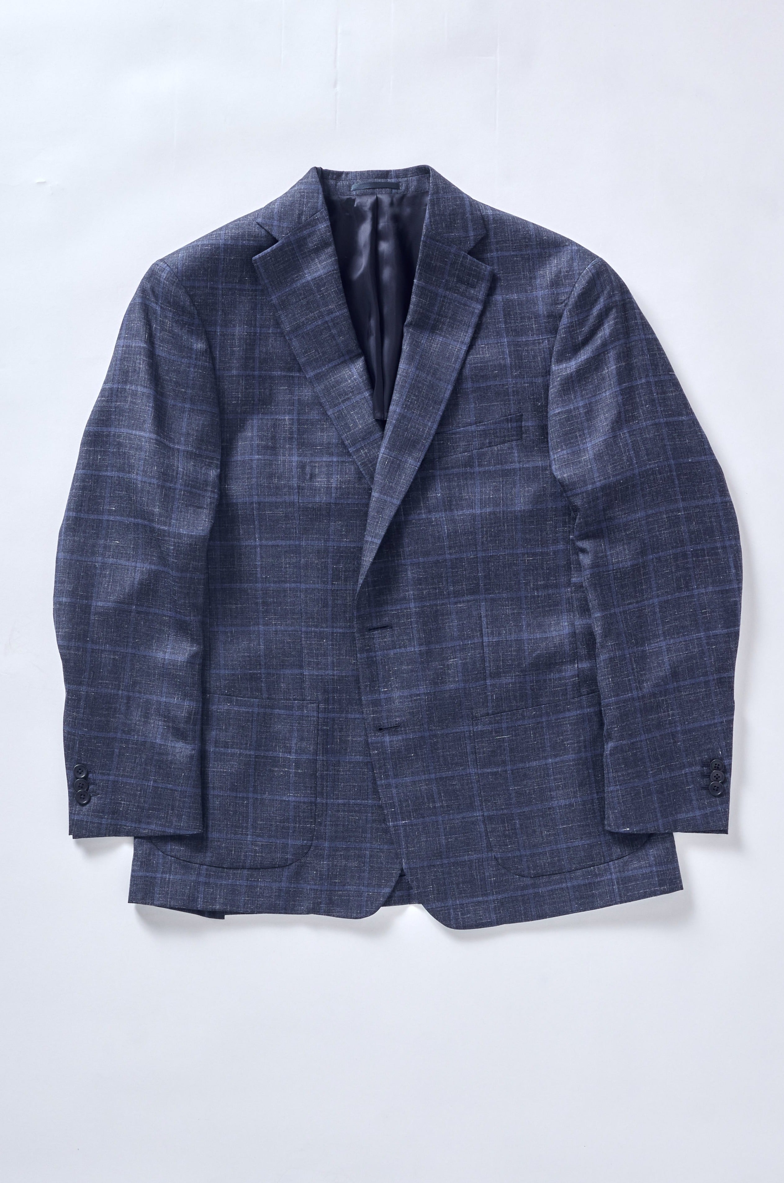 Signature Blue Check Cashmere-Silk Jacket