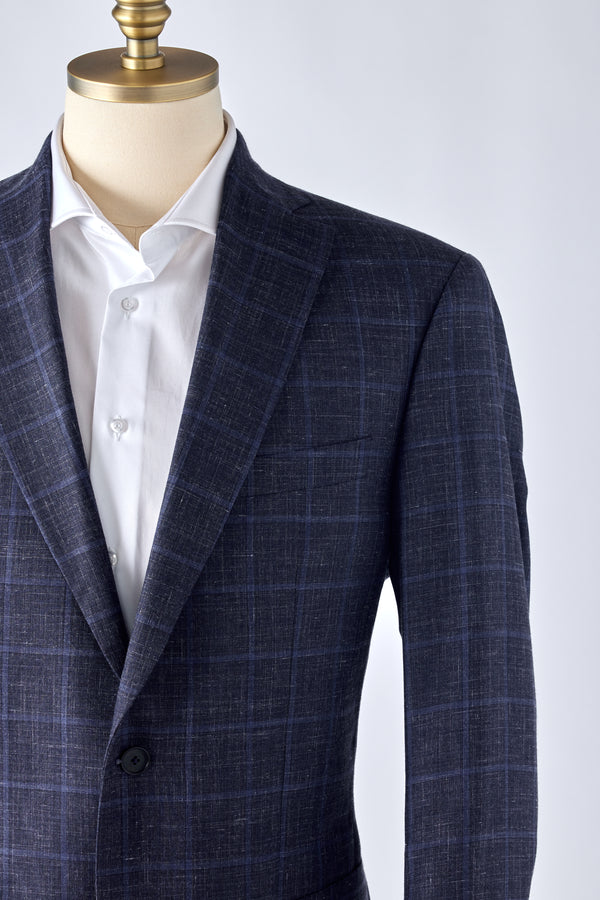 Signature Blue Check Cashmere-Silk Jacket