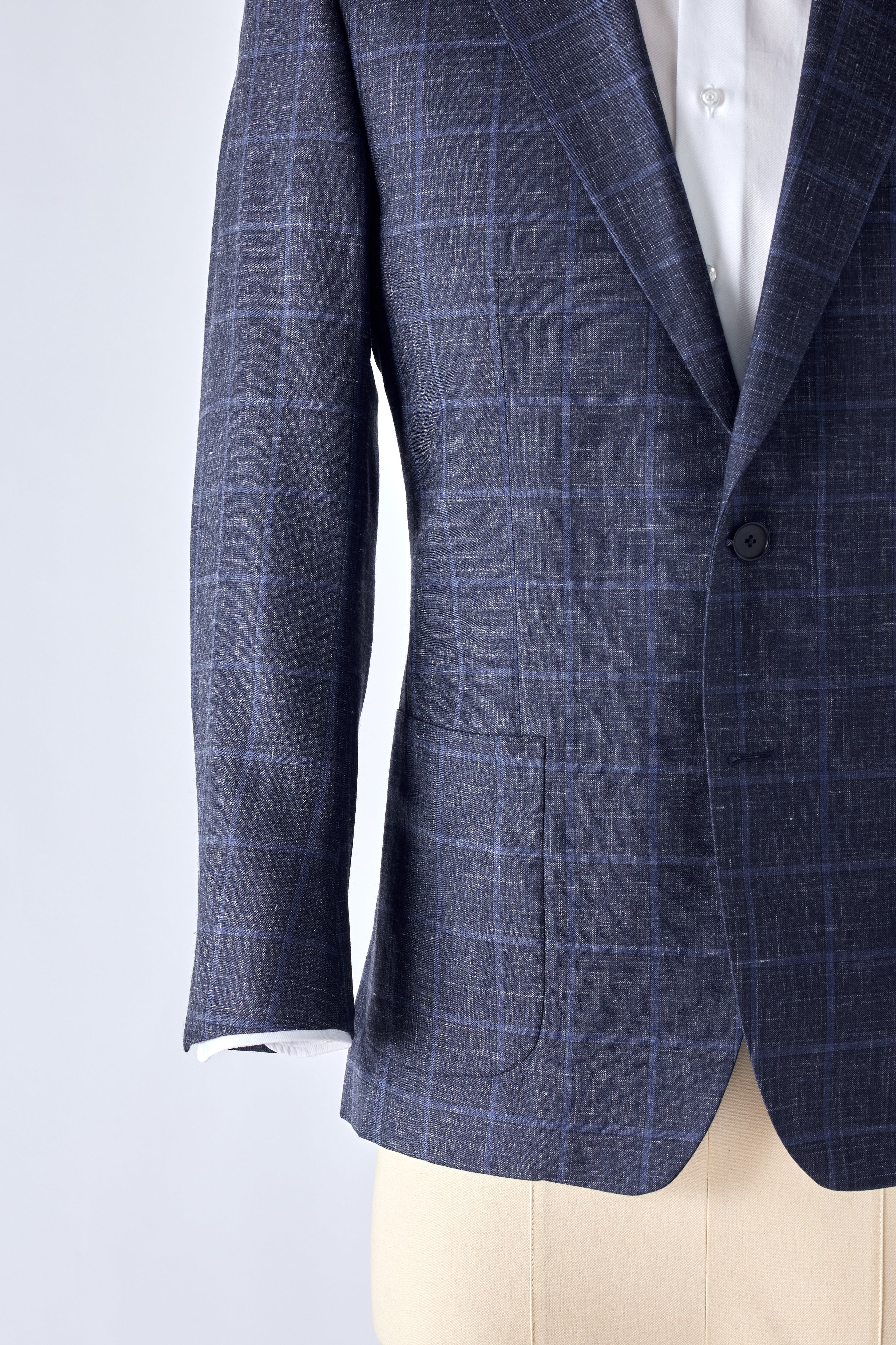 Signature Blue Check Cashmere-Silk Jacket