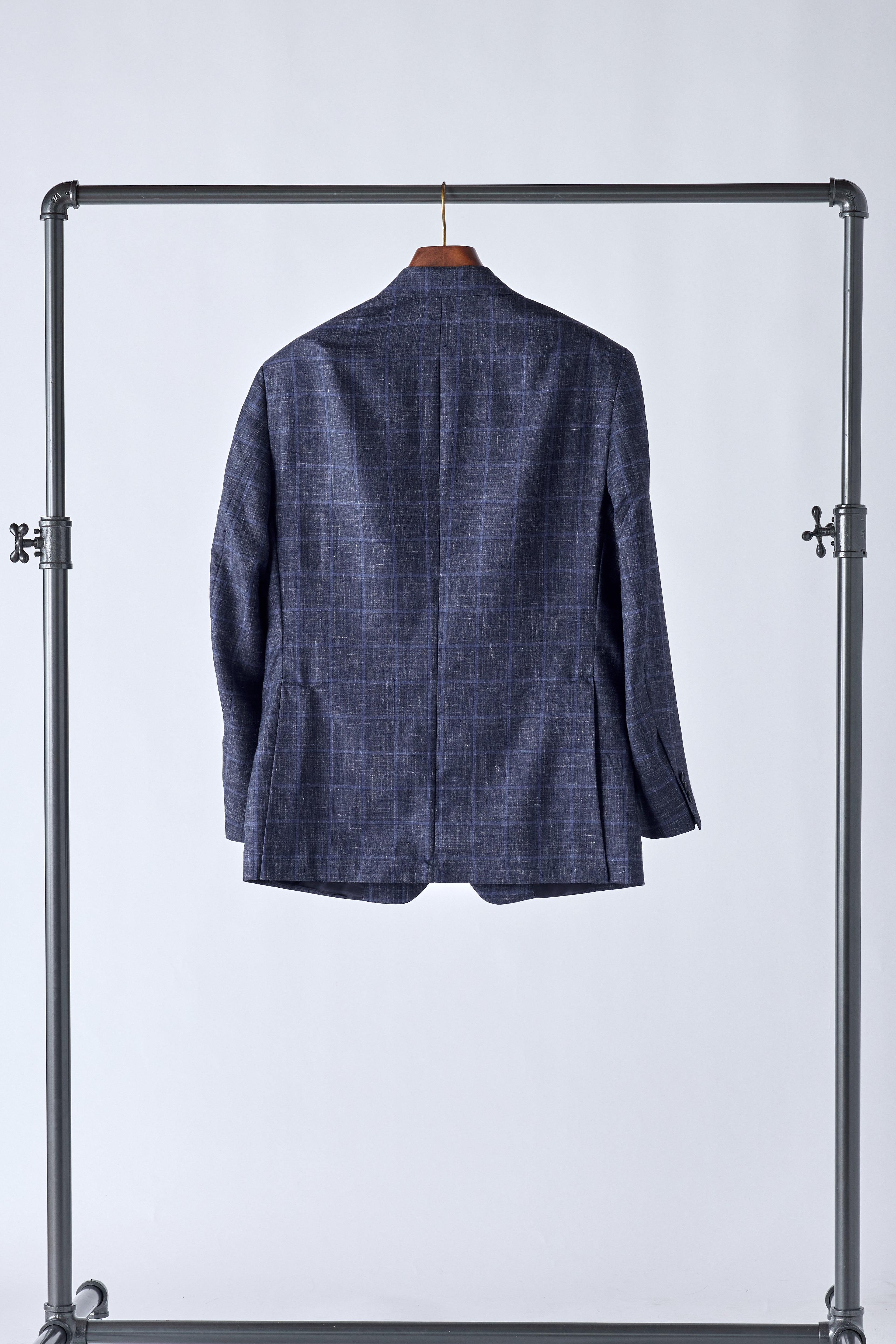 Signature Blue Check Cashmere-Silk Jacket