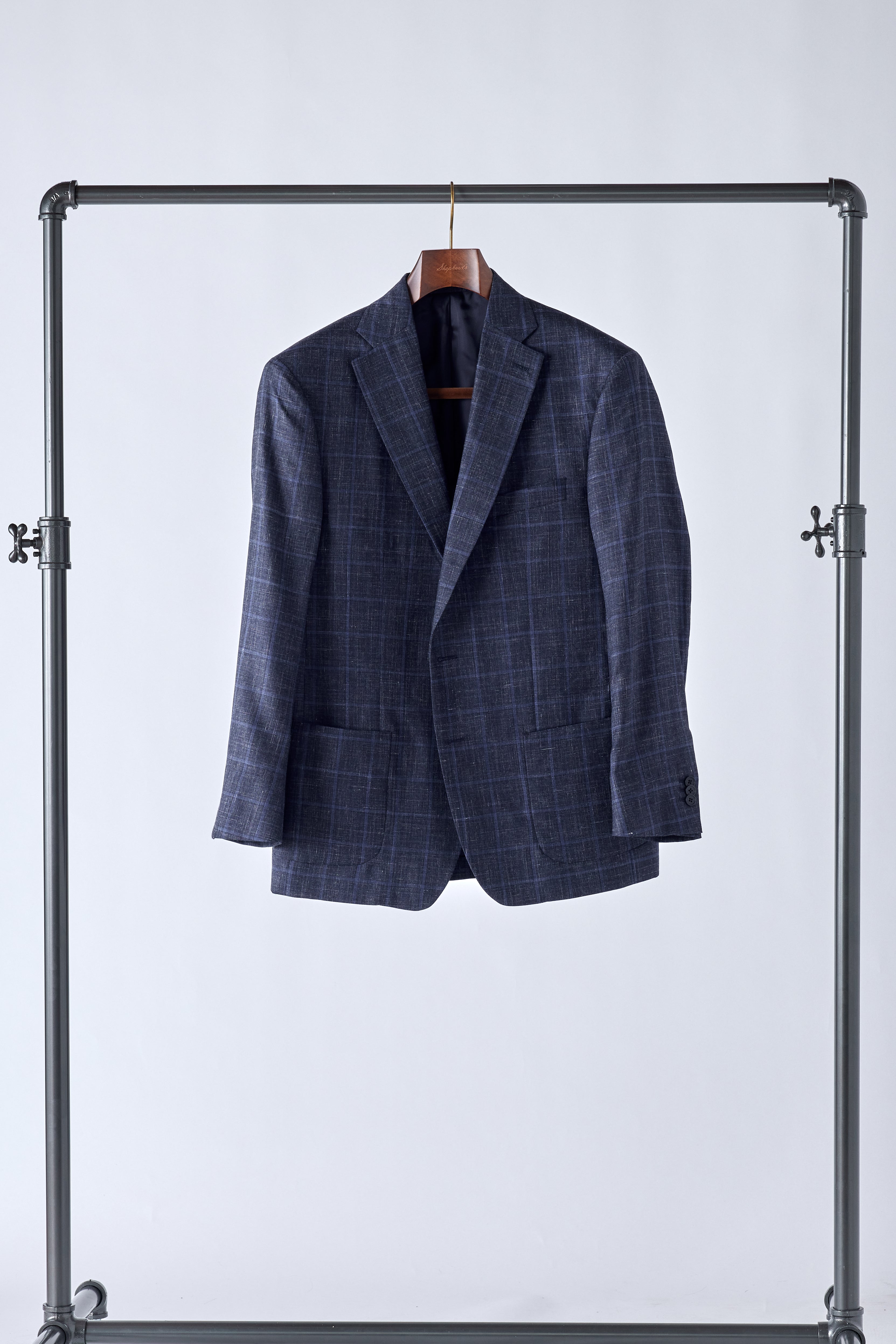 Signature Blue Check Cashmere-Silk Jacket